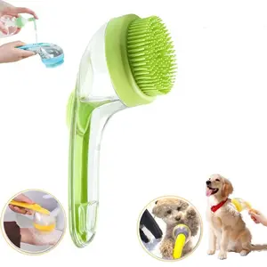 2-In-1 Pet Bath Brush Soft Silicone Shampoo Distributor, Massage Grooming Tool for Long Short Hair Dogs Cats, Easy Clean Design