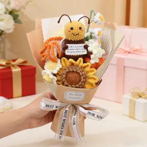 Cute Crochet Doll Yarn Handmade Flower Bouquet Plants, Perfect Gift for Friends Family Wife Birthday Anniversary Christmas Graduation
