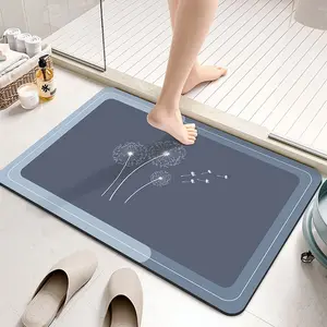 Blue Square Super Absorbent Alginate Bath Mat, Bathroom Rugs, Fast Drying Non-Slip Carpet, Non Skid Mats, Bathroom Floor Mat, Suitable for Bathroom and More, Multiple Sizes Available