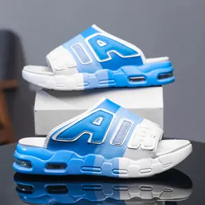 Retro Streetwear Chunky Slides | Visible Air Cushion Sports Sandals | Color Block Slippers