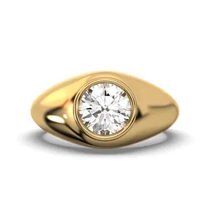 Men's Jewelry - Men's VVS Lab Diamond Round Brilliant Cut Solitaire Engagement Ring | Yellow Gold