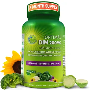 SUPPLEMENTS STUDIO DIM 200mg Supplement for Women & Men - Vegan DIM with Organic Whole Food Blend - Supports Hormone Balance - Easy to Take Delayed Release Capsules - 60 Count