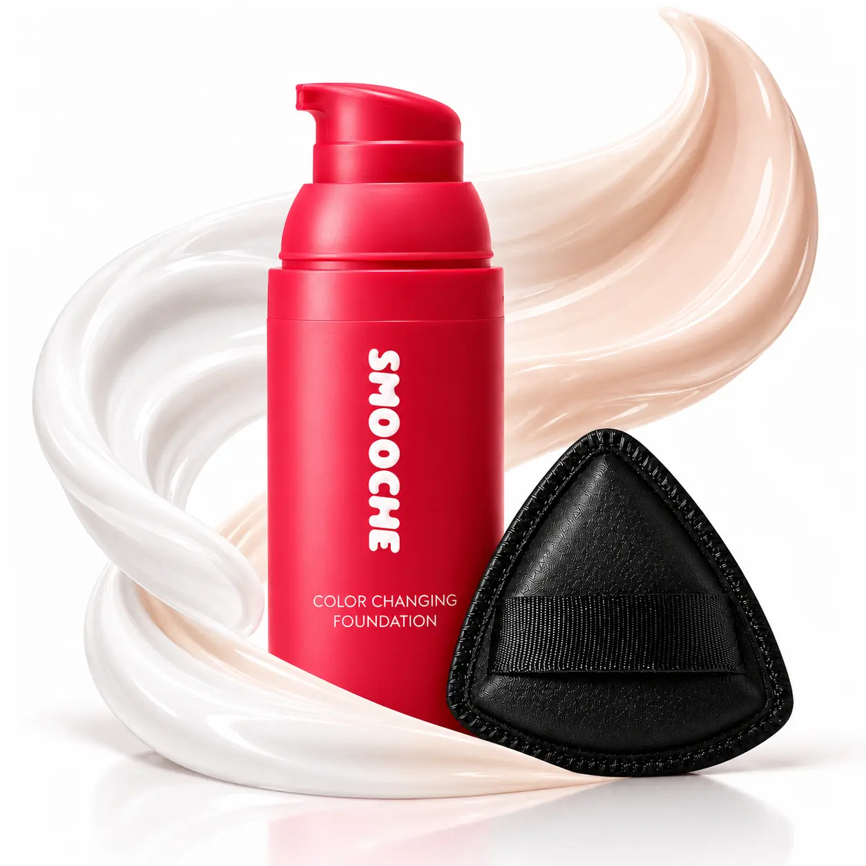 Color Changing Cosmetic Liquid Foundation Set (30ml) with 3-Layer Makeup Puff, White to Fair-Medium Natural Finish, Lightweight Buildable Coverage, Alcohol-Free Blendable BB & CC Cream Alternative, Tone-Evening, All Skin Types, Everyday Wear