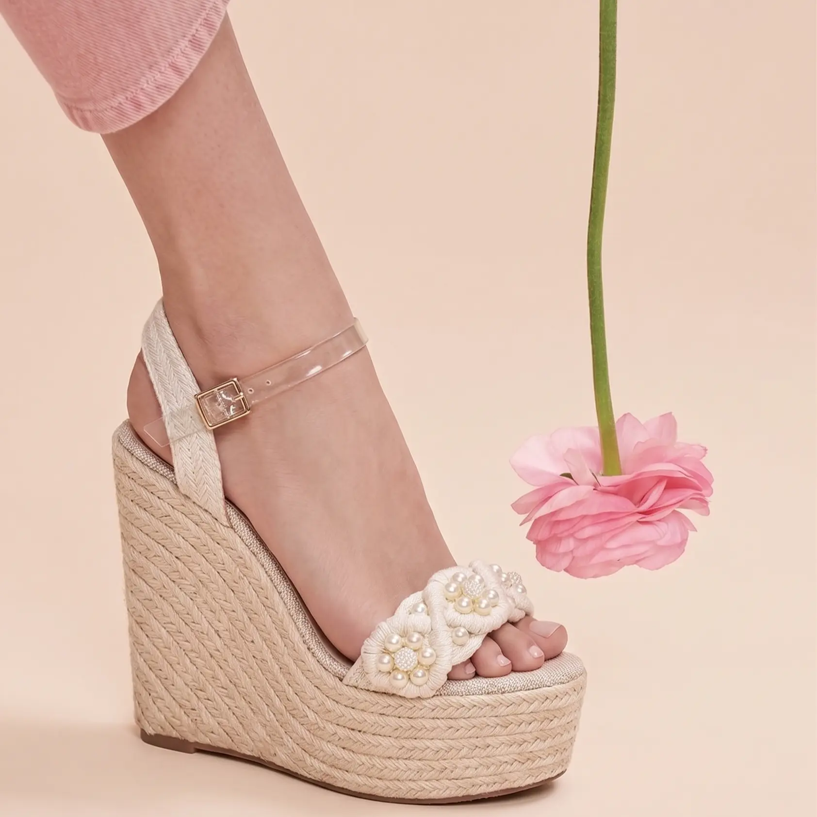 Cristi Colombian Handcrafted Jute Sandals for Women Open Toe Velcro Closure 8cm Height Adjustable Buckle Comfortable Lightweight Summer Footwear