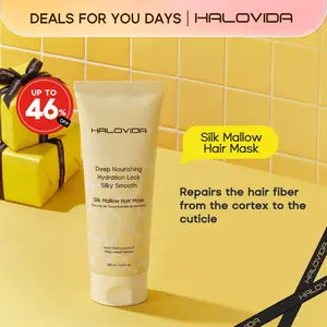 HALOVIDA Silk Mallow Hair Mask for Hydrating and Moisturizing Hair,Strengthens & Maintains Bonds within Hair, Flyaways & Reduce Breakage,Instant Softness & Shine,Pure,Dry & Damaged Hair Professional Treatment,Perfect for all hair types,6.8 fl.oz summerwin