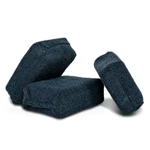 Slick Products Premium Microfiber Applicator Sponge – 3" x 5" Soft Lint-Free Detailing Pads for Wax, Sealant, Tire Dressing & Interior Cleaning, Double-Stitched Durable Design (3-Pack)