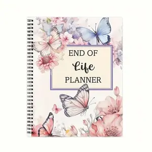 Floral & Butterfly Pattern Life Planning Organizer Notebook, Spiral Bound Planner, 1 Count End Of Life Planner, Daily Life Planner, Office Stationery & Supplies