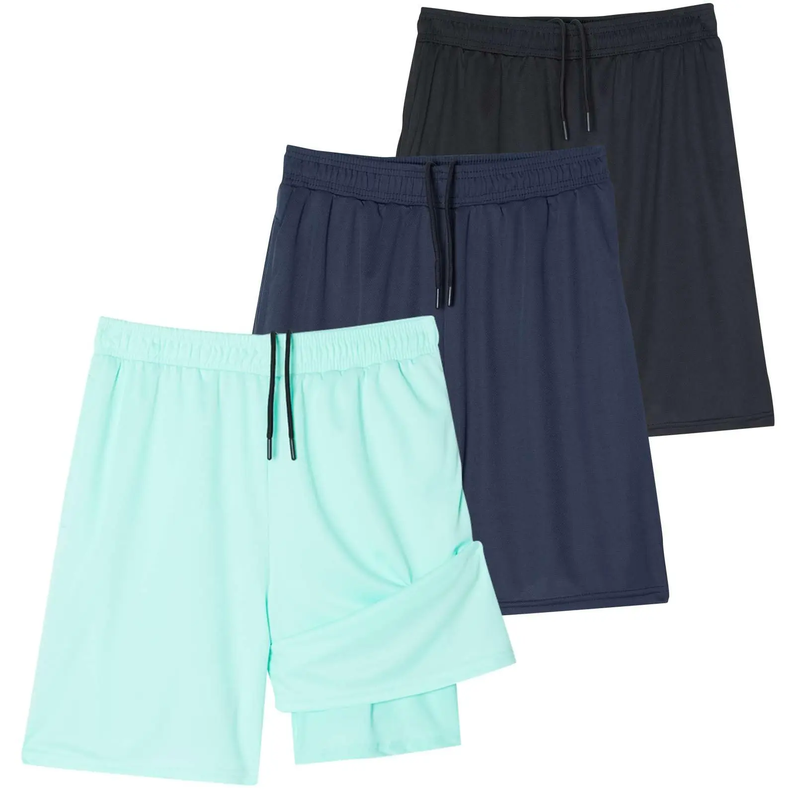 Real Essentials 3 Pack: Men's 2 in 1 Dry-Fit 7" Running Workout Gym Shorts with Compression Liner (Available in Big & Tall)