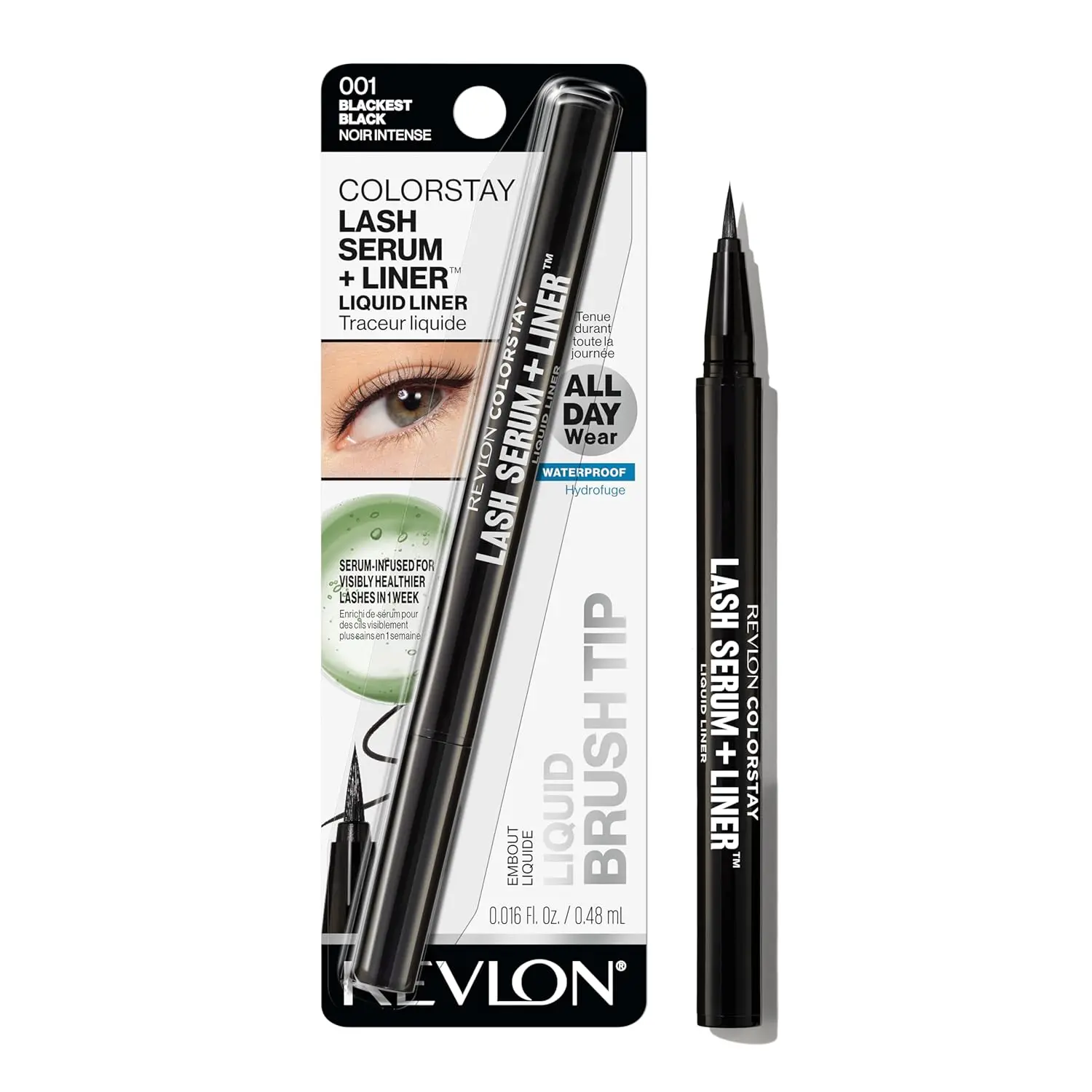 Revlon ColorStay Lash Serum + Liner Liquid Eyeliner Water Proof Longwear Blackest Black Revlon ColorStay Lash Serum + Liner Liquid Eyeliner Water Proof Longwear Blackest Black