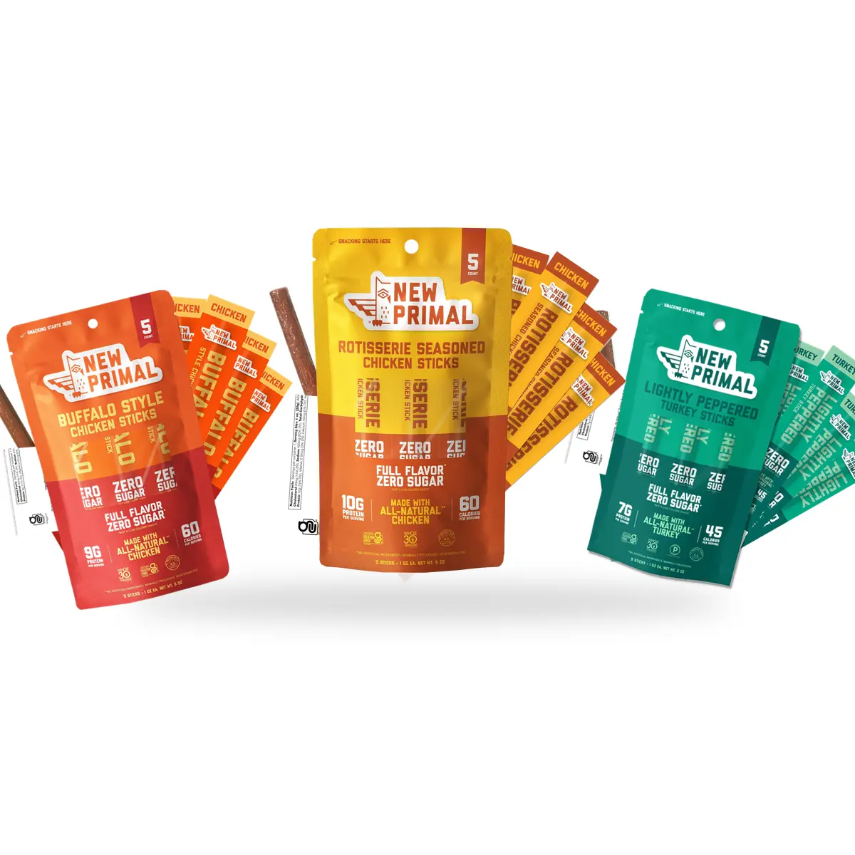 Summer Travel High-Protein Meat Stick Bundle — 15 Sticks | Rotisserie + Buffalo + Turkey | Zero Sugar, High Protein Snack Gift