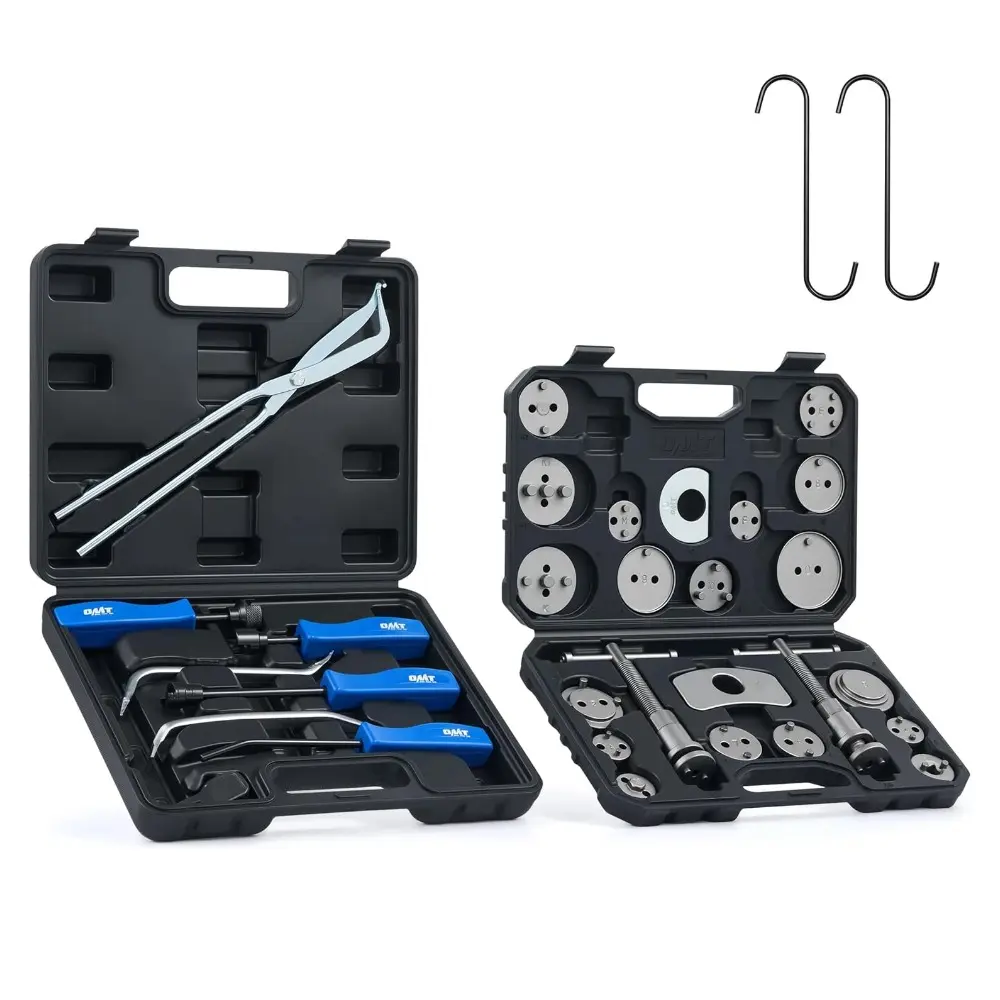 Orion Motor Tech 32pc Dual Brake Tools, 2 in 1 Disc Brake Caliper Tool Set and Drum Brake Tool Kit, Brake Caliper Tool and Brake Drum Tool with Brake Spring Tool Pliers Installer Remover Adjuster