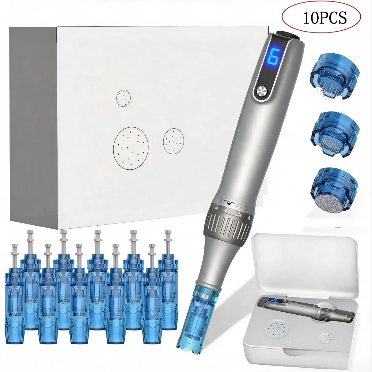 M-8-S Advanced Modern Pen Shape Rechargeable Facial Beauty Pen - Portable Rechargeable Mini Skin Care Device with Nano Microcrystals, Skin Rejuvenation, LED Display, Easy to Use for Home Use (Single Unit)