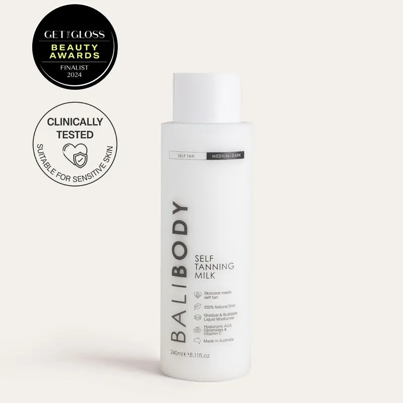 Bali Body | Self Tan Body Milk - Hydrating Self Tanner & Tanning Lotion, Streak-Free Sunless Tan, Colorless & Rinse-Free, Hyaluronic Acid & Ceramides, All Skin Types Including Sensitive Skin