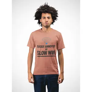 Easily Annoyed by Slow WiFi T-Shirt – Funny Internet Humor Tee, Sarcastic Relatable Shirt Classic Menswear