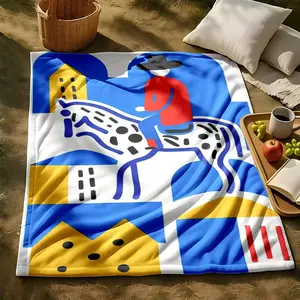 1 piece Knight and Appaloosa in Modern Minimalist Style themed flannel blanket - All-season comfortable flannel blanket, modern design style, suitable for sofas and beds, digitally printed pattern, super soft and warm, 100% polyester material