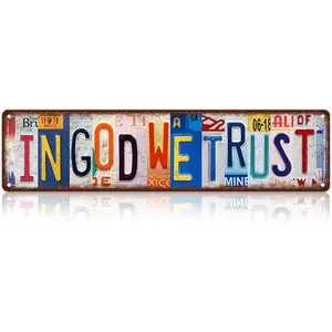 Vintage In God We Trust Wall Decor Street Signs Metal Tin Signs 16 x 4 Inches fashion 2025