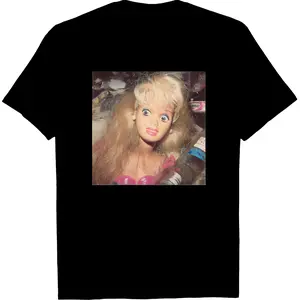 Fun Doll Face Graphic T-Shirt - Cute Creepy Print Tee, Summer Unisex Casual Top for Adults