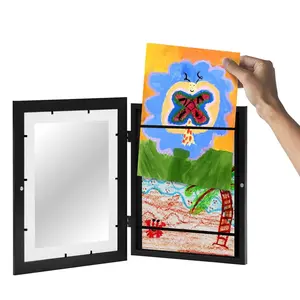 【Local Shipping】12x9in Black & White Flip-Top Wood Photo Frame – Lightweight Durable Picture Frame for A4 Paper, Kids’ Art, Crafts & Wall Decor | Hanging Display, Portfolio, Commemorative Gift | Children’s Drawings, Home Office Artwork