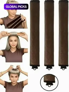 3 Pcs Hair Rollers Set, Satin Heatless Curling Kit, High Resilience Rubber, Soft & Durable, Perfect for Sleeping, Home Use, Heatless Hair Curlers, Kim Kardashian bun, Heatless Styling Kit, Heatless Styling Tools