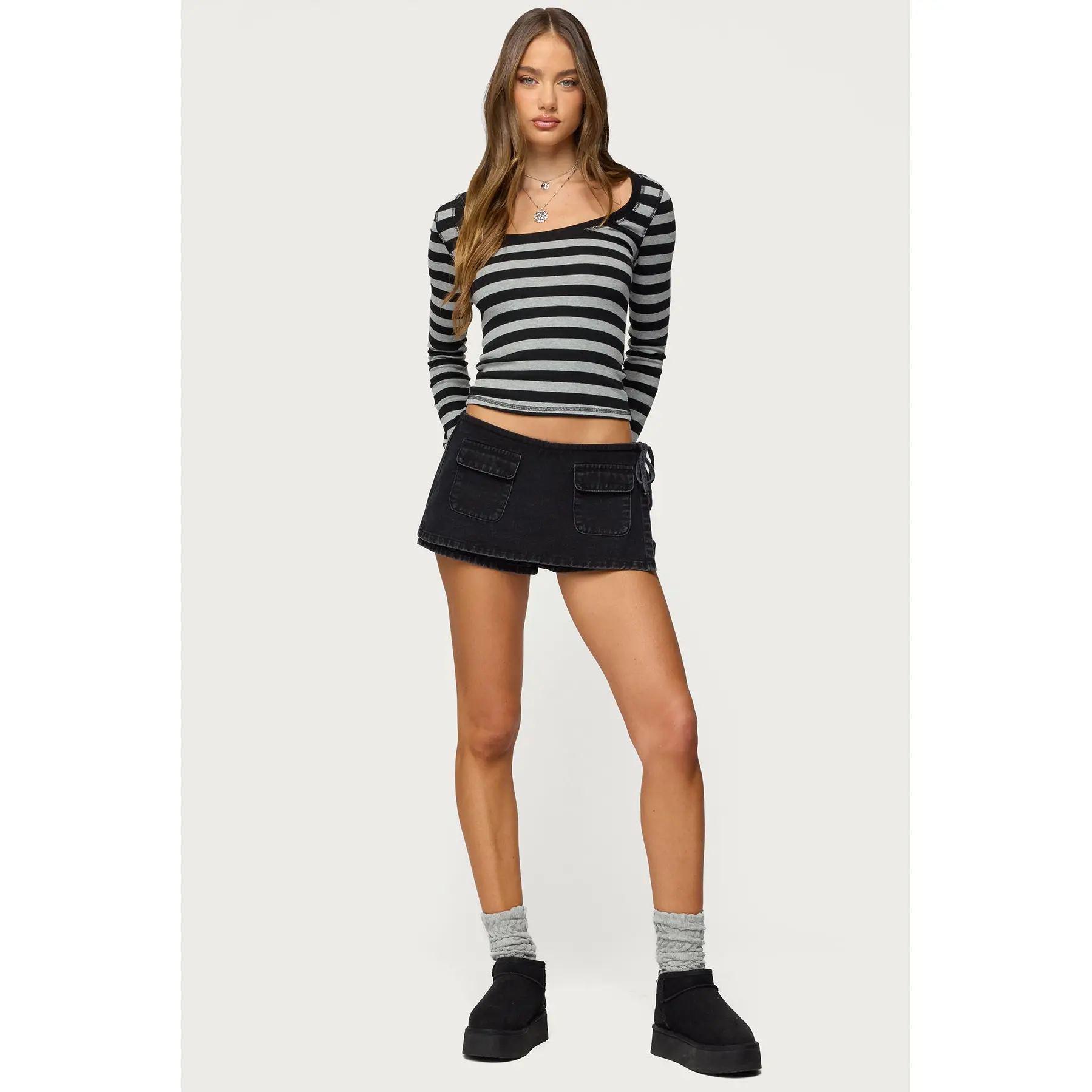 Giselle Wrap Denim Mini Skort