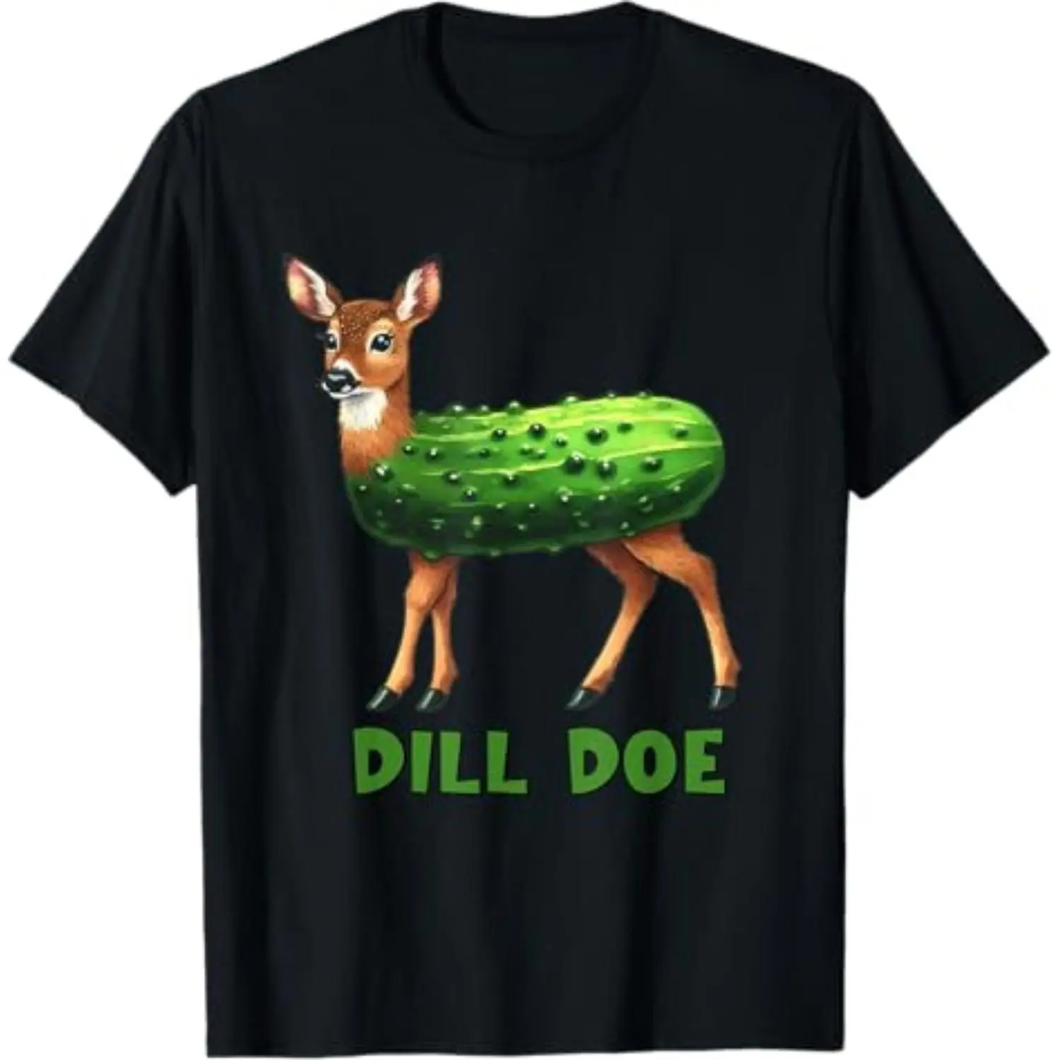 Men's Unisex Dill Doe Funny Printed Image Short-Sleeve T-Shirt, 100% Cotton Soft Breathable Multi-Size Round Neck Top for Parents, Machine Washable Menswear Tee