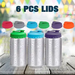 1-Pack of 6 Soda Can Lids, Silicone Soda Can Covers with Reusable, Silicone Lid and Protector, Suitable for Soda Water, Beer, Beverages, Juice, Fits Standard Cans