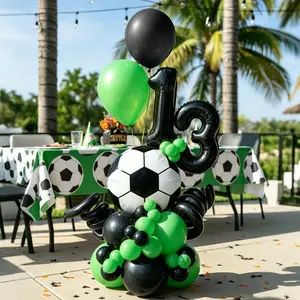 30pcs Soccer Theme Balloons Set, Balloons, Party Balloons Decorations, 16-Inch Number Balloons, Sports Birthday Party Decor, Boy Football Event Decoration