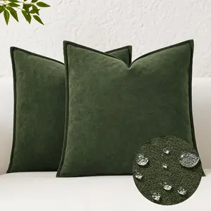 Spring Waterproof Decorative Pillow Covers Moss Green 20x20 Inch Pack of 2 Soft Boucle Textured Throw Pillowcases Elegant Accent Pillows for Couch Sofa Chair Bed Indoor Outdoor