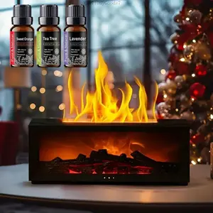 Fire Humidifier & Aroma Diffuser with 7-Color LED Flame Effect,  Remote colorful fireplace air  purifier diffuser. addict Lamp DiffuserEssential Oil Diffuser, Aromatherapy Machine, with Humidifier Lamp Diffuser with Cool MistXXAllDayGoods7