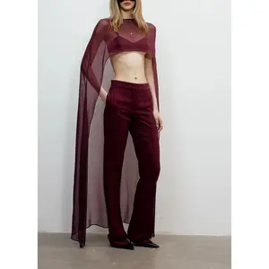 Women's Loose Solid Long Batwing Sheer Chiffon Caftan Wrap Poncho Tunic Top Topper