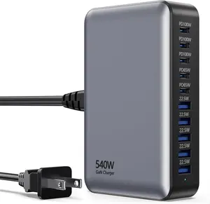 540W USB C Charger Block, 10 Port (5USBC+5UBSA) GaN III Fast Charging Station Hub, PD 100W and PD 65W Laptop Charger Adapter Compatible with MacBook Pro/Air, Lenovo, Dell, iPad, iPhone, Samsung