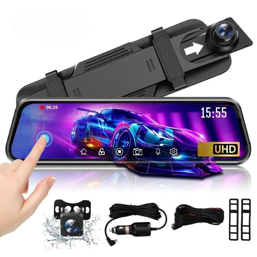 【ToolUpgrade】KEPEAK 10-Inch Car Dashcam, 1080P Full HD Front & 1080P Rear View Waterproof Driving Recorder, Touch IPS Screen, Night Vision, Parking Assistance, TF Card Compatible, Impact Sensing Protects Key Moments, Multilingual Menu, Easy Use