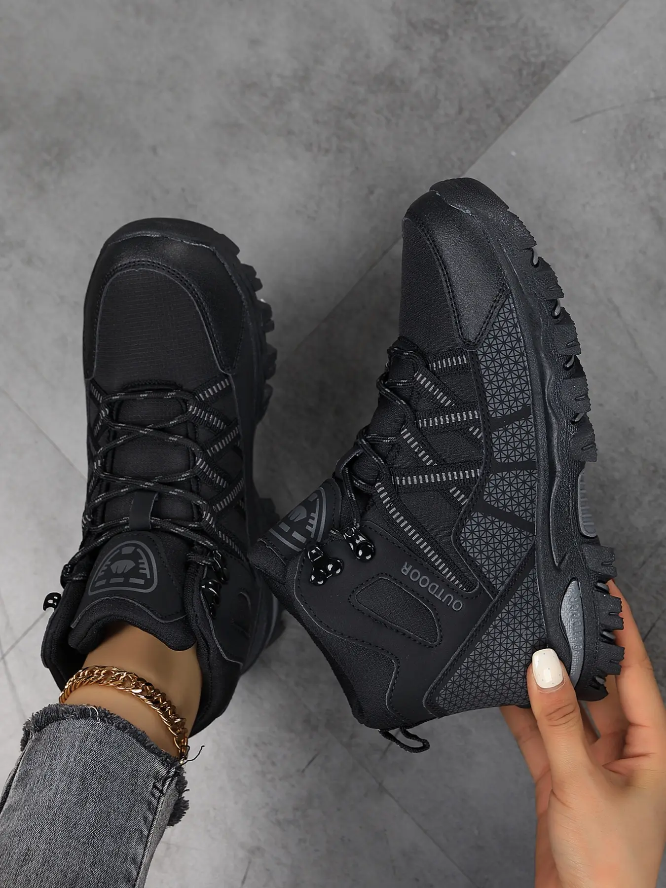 Women's High-Top Waterproof Anti-Slip Hiking Shoes, Outdoor Walking Shoes Trekking Camping Shoes Camping Climbing Commuter Versatile Casual Boots, Perfect for All Seasons Casual Hiking Footwear