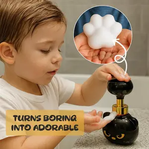 PawPrint Magic, Press to Create Paw-Shaped Foam,Cute Cat Paw Foaming Soap Dispenser, 300ml Refillable Hand Soap Pump, Aesthetic Bathroom & Home Decor, Fun Kids Gift