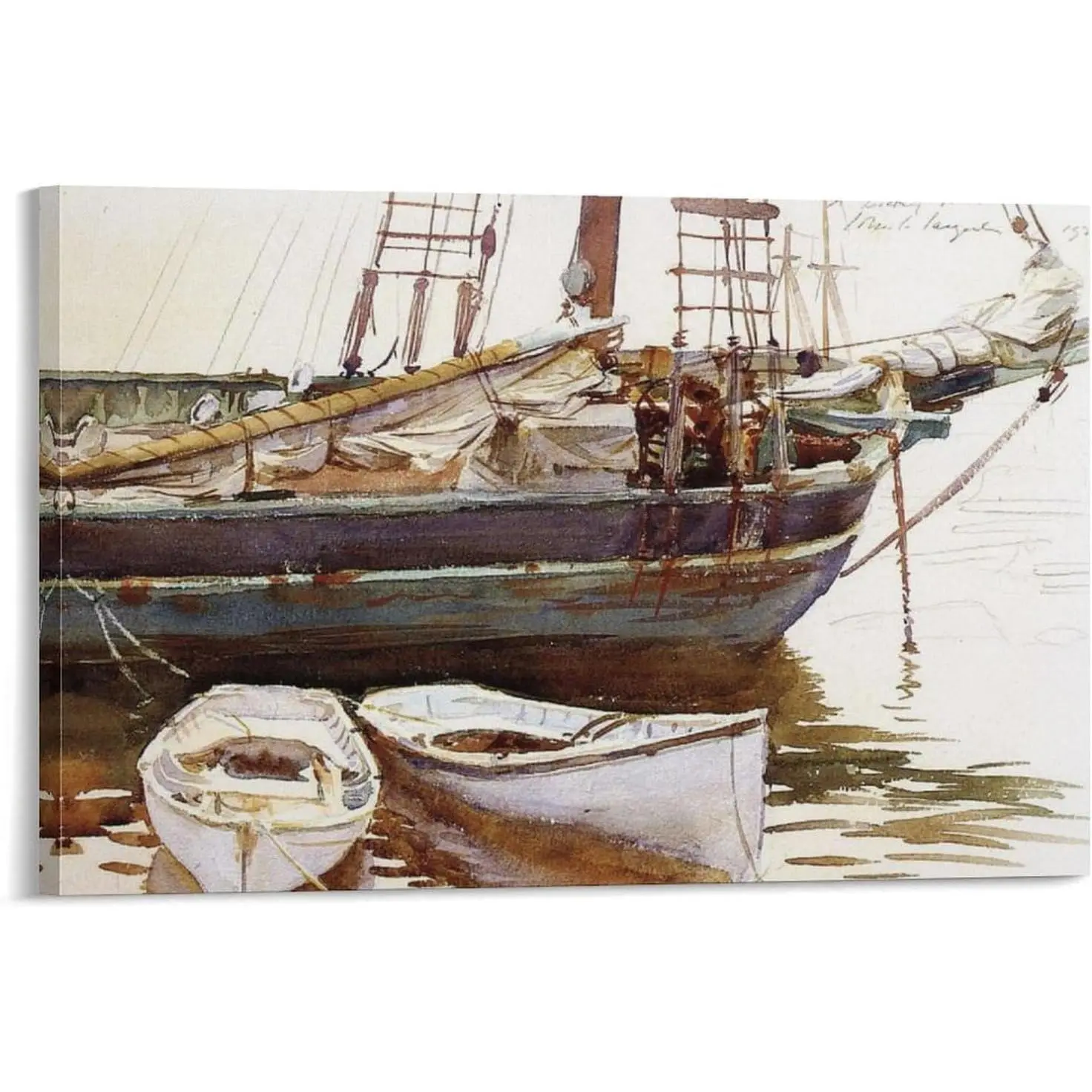 Impressionistic Style John Singer Sargent Schooner, Catherine, Somesville, Maine Poster Canvas Wall Art Posters For Room Aesthetic And Decor Poster For Bedroom Living Room Bathroom Kitchen Office Dec