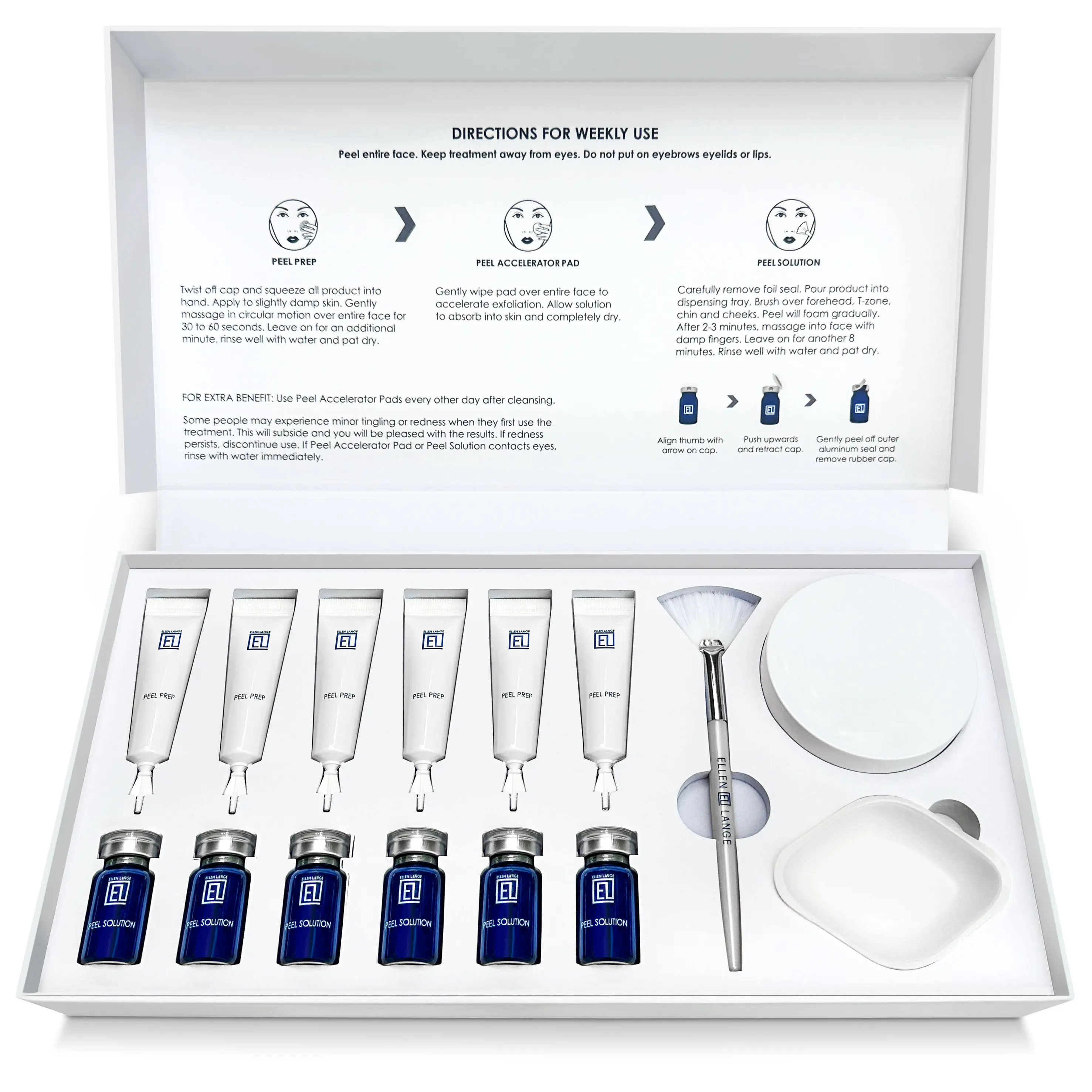 Ellen Lange Retexturizing Peel  Medsspa Skincare Gentle Glycolic Facial Treatment Kit with Brush