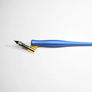 2-In-1 Penholder with Pumkin nib  , blue Pen Holder  Convert Holder From Straight to Oblique, Writing, Handwriting, Calligraphy, Lettering Quill, Writers, Artists, Tool,  INK NOT Included.