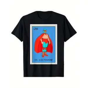 Summer t Shirts El Enmascarado Funny Card Mexican Lottery Card T-Shirt