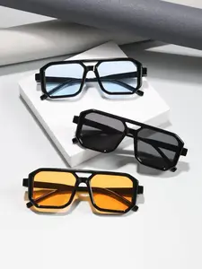 Fashion All-match Aviator Frames Sunglasses for Men & Women, Summer 2025 Geometric Glasses Frame, Fashion Tinted Lens Lightweight Sunglasses, Summer Trendy Pc Material Styling Sunglasses, Trendy Casual Sunglasses