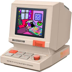 Divoom MiniToo Retro PC Style Bluetooth Speaker with Custom Pixel Screen DIY Faces USB Audio Alarm Clock White Noise Machine Perfect Desk Setup
