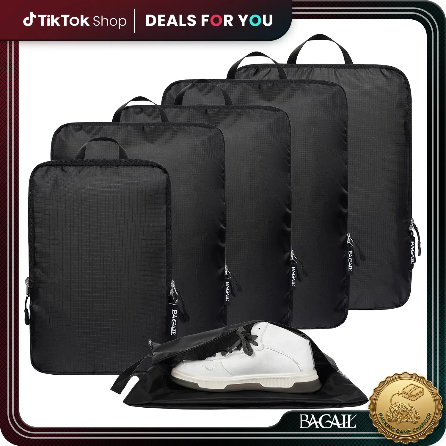 【SummerVibes】BAGAIL 6 Set Ultralight Compression Packing Cubes Packing Organizer for Travel Accessories Luggage Suitcase Backpack, Waterproof, Zip,summerwins