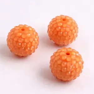 Orange Clear Jelly 20mm Rhinestone Beads Set of 5