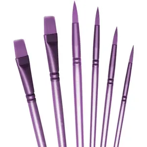 4/6Pcs Watercolor Brush Set Pointed Round Flat Head Soft Hair Beginner's Art Student Hand Drawn Watercolor Nylon Painting Material Art Supplies