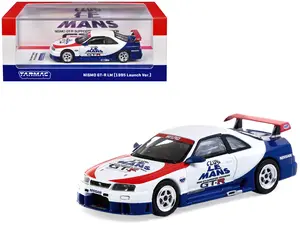 Nissan Nismo GT-R LM RHD "1995 Launch Version" White with Red and Blue "Hobby64" Series 1/64 Diecast Model Car by Tarmac Works