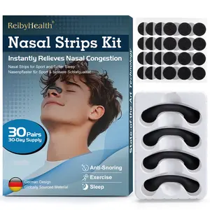 Nasal Strips Starter Kit - Reusable Band + Tabs, Nasal Strips for Sleep, Anti-Snoring, Breathing & Sports, Upgraded Design Stronger Lift Than Traditional Nose Strips, Effective Nasal Congestion Relief Anti Snoring Devices, 2 Sizes, 60 Tabs, 30 Day