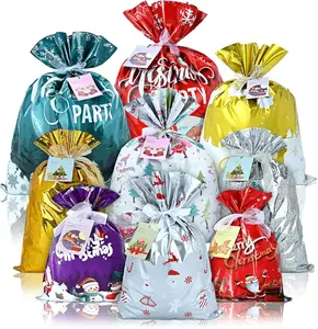 20PCS Christmas Gift Bags, Assorted Sizes Christmas Bags for Gifts, 9 Style Holiday Reusable Santa Gift Bags for Gift Wrapping Decorations Party Favors