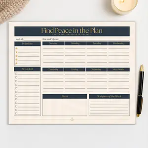 Christian Weekly Desk Pad - Find Peace in the Plan Faith Planner