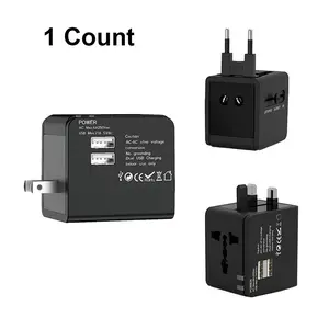 Universal Travel Adapter with 2 USB Ports, 1 Count All-in-One Wall Charger,USB Power Outlet, Worldwide Power Plug Converter for USA, EU, UK, AUS, and More Socket Adapters, USB Multi Plug, hashtag,Perfect Gifts For Men/Women