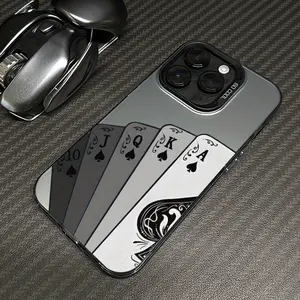 Case for iPhone 17 Pro Max 16 Plus 15 14 13 12 11 Air E playing cards design Matte Shockproof Anti-Scratch Stylish Smartphone Cover