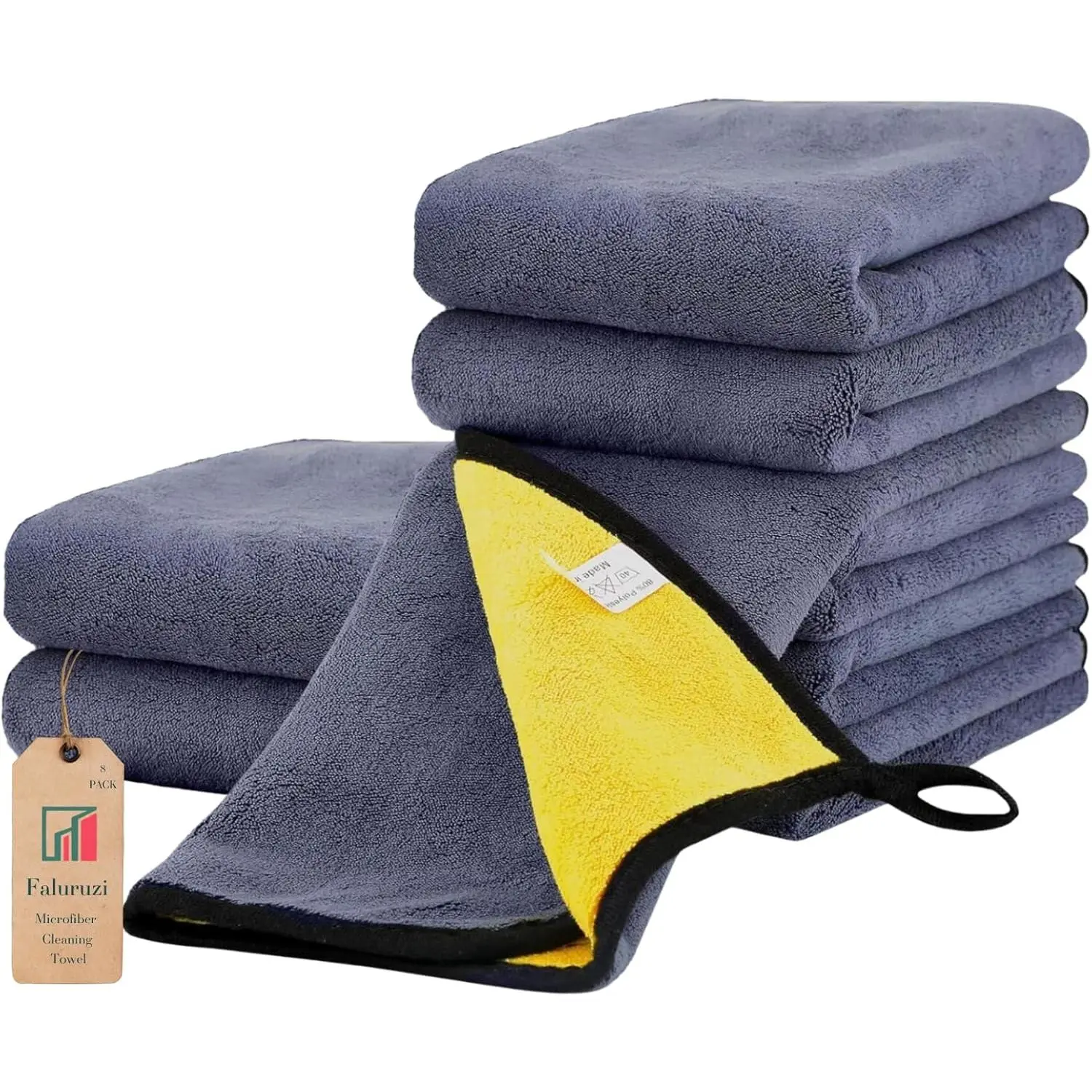 Gifts for Women 8 Pcs Microfiber Cleaning Towel Auto Detailing Cloth Drying Wash Towels Polishing Waxing Dry for Cars Absorbent Towel,Rags for House, Kitchen, Car Care 16" x 16" (8)